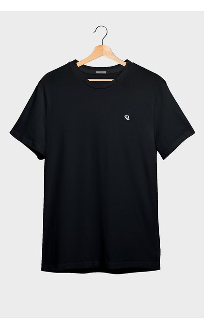 camiseta masculia algodao meia malha premium preto riacci